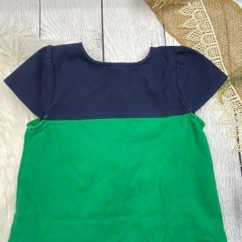 Gymboree Color Block Shift Dress Girls Size 5 Short Sleeve Dark Blue and Green